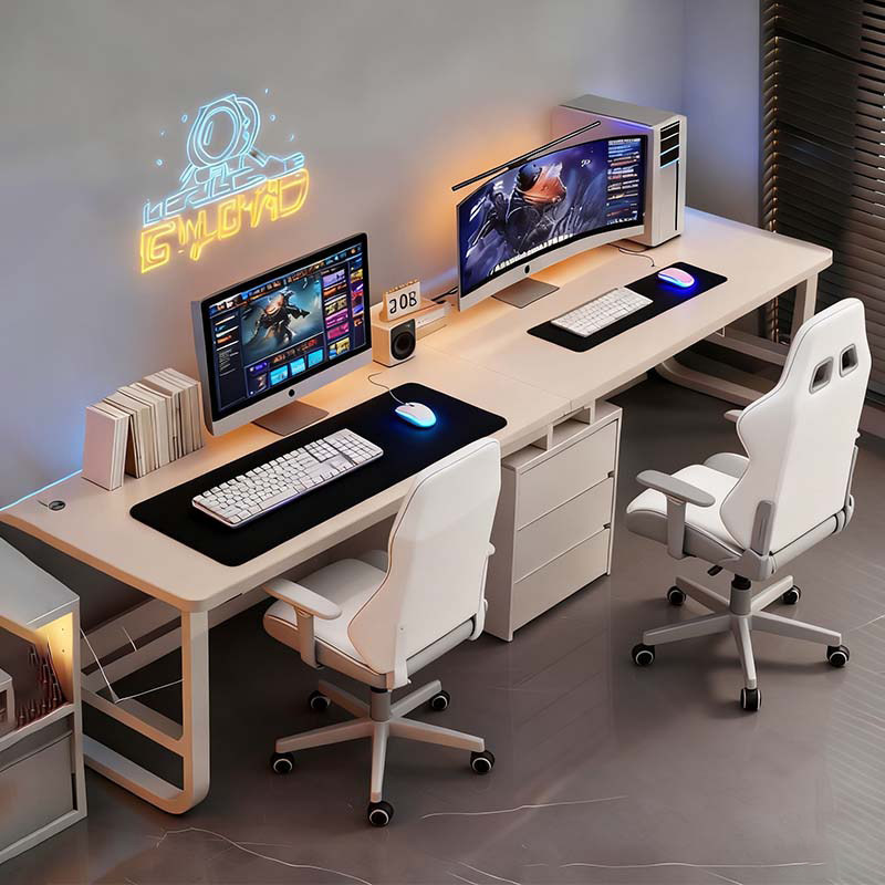 Double-person computer desk for bedroom, home use, with drawers, office desk and chair set, internet cafe gaming e-sports table Double-person computer desk for bedroom, home use, with drawers, office desk and chair set, internet cafe gaming e-sports table