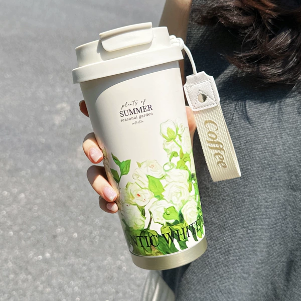 Summer Garden Coffee Cup-White Rose