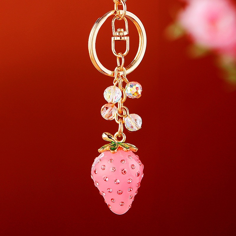 Creativo lindo diamante fruta pequeño limón llavero del coche bolso de las mujeres colgante de metal llavero anillo de regalo de dibujos animados