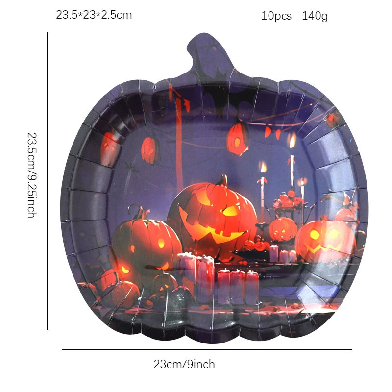 2024 новый Halloween украшение призрак вечеринка тыква призрак лицо бумажная тарелка для стола одноразовые посуды для сервировки