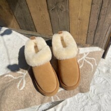 羊毛版低帮厚底短筒雪地靴女2025冬季新款保暖加绒加厚毛毛鞋棉鞋