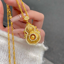 999足金包银首饰人生四美葫芦吊坠中式三元抱喜禄点钻镂空送女友