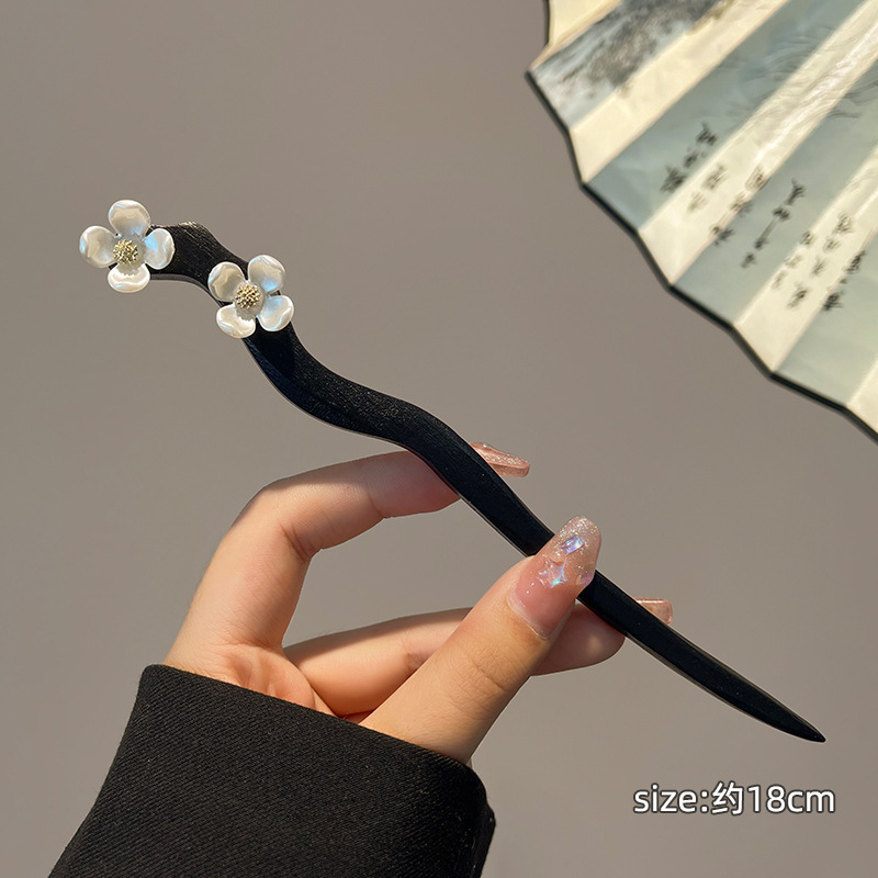 古风新中式发簪女高级感花朵木簪日常通勤国风盘发器簪子汉服头饰|undefined