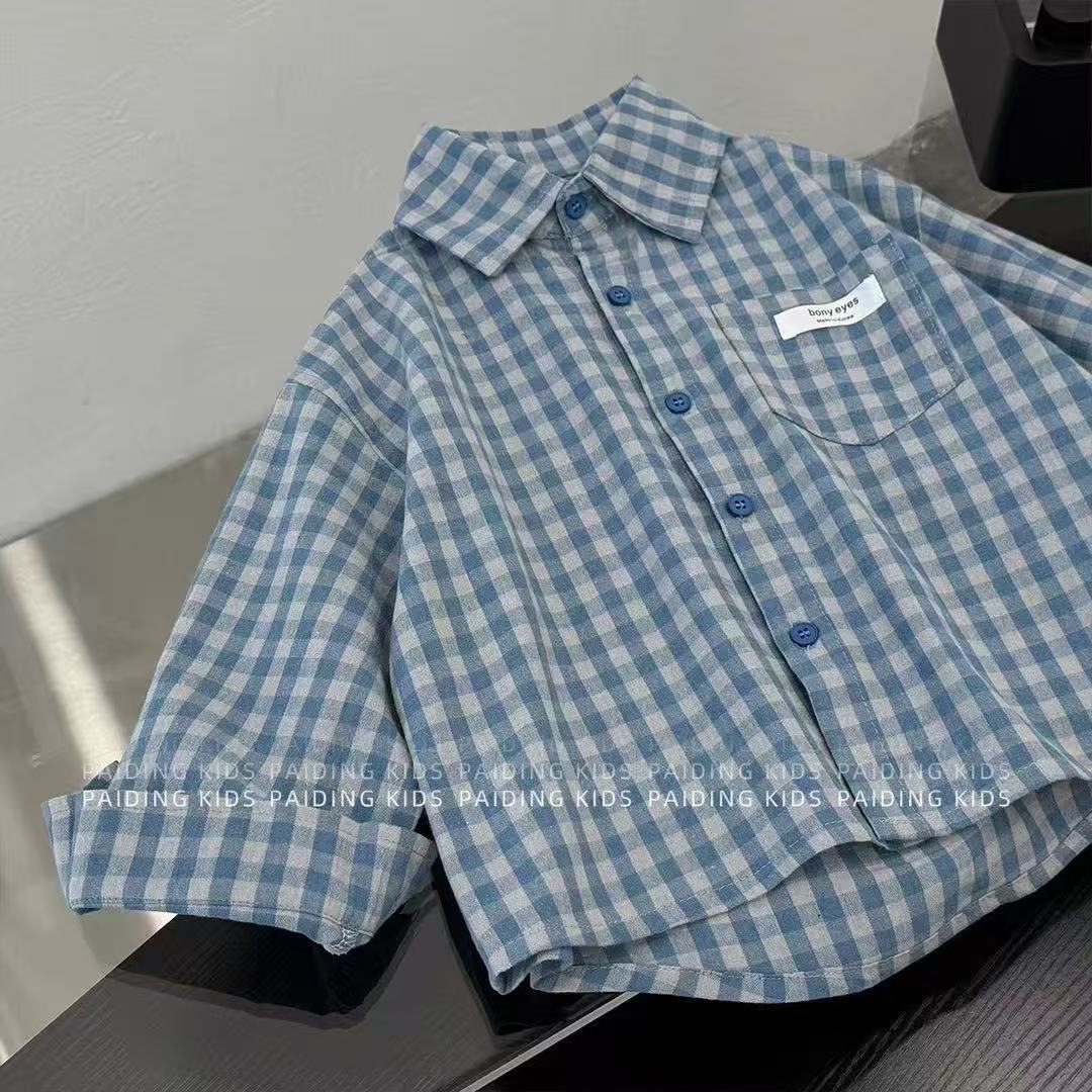 Jornada de niños primavera y otoño camisa a cuadros jeans 2025 nuevo estilo de ropa infantil de primavera y otoño