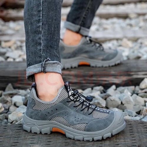 Summer labor protection shoes, breathable large mesh, deodorant and wear-resistant rubber, soft sole, steel toe cap, anti-smash and puncture-proof, men's wholesale construction site
