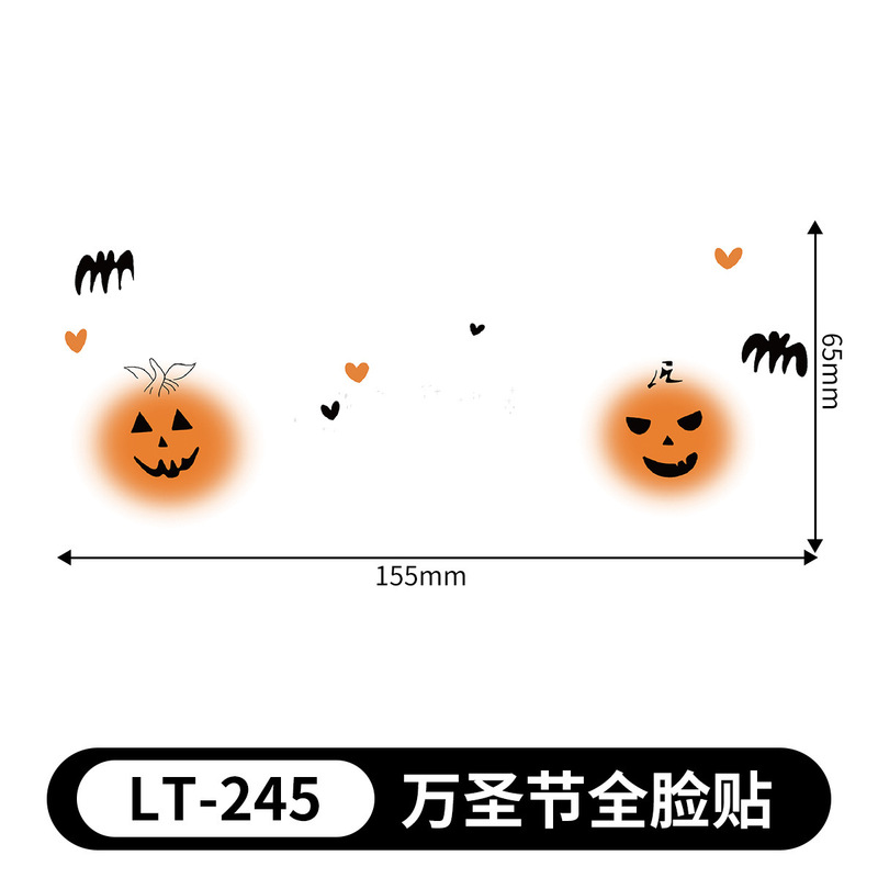 ハロウィンタトゥーステッカー、カボチャの顔ステッカー、赤い布のメイクアップステッカー、使い捨ての一時的なタトゥーステッカー、防水性と耐汗性、取り外しが簡単|undefined