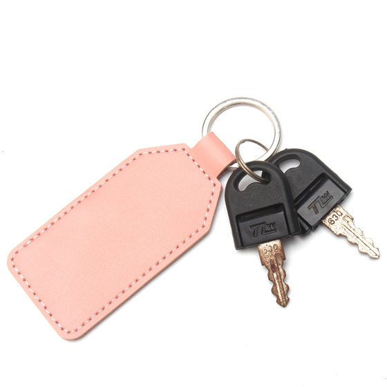 Leather Keychain Rectangular Small Key Ring 5 Multisided Leather Car Pendant Gift Print Advertising LOGO