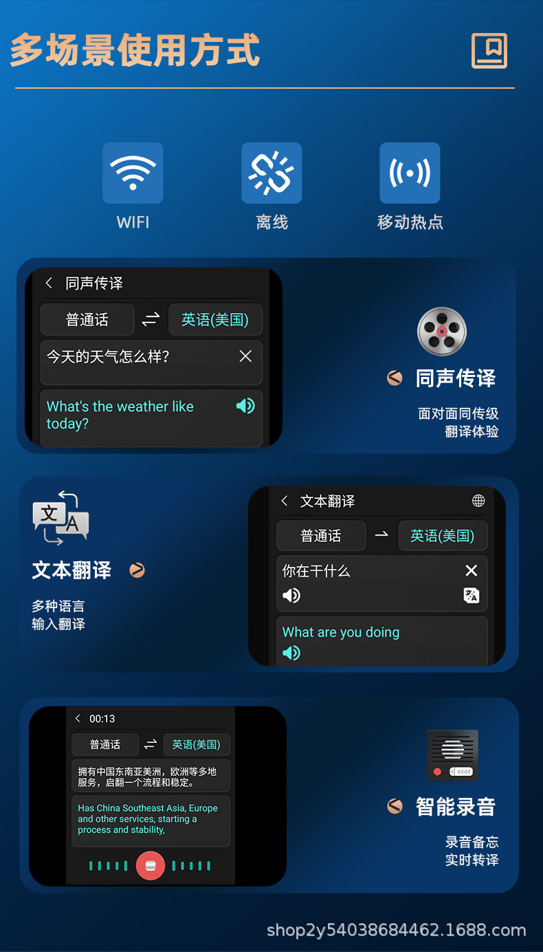 Multilingual translation machine, simultaneous translator, offline travel tool for overseas trips, Japanese, French, Russian, Cantonese, English undefined