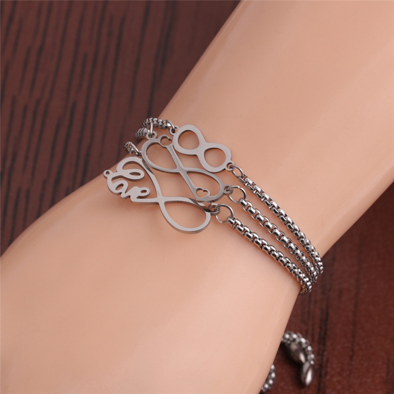 Pulsera Ajustable Simple Palabra Amor De Acero Titanio display picture 18