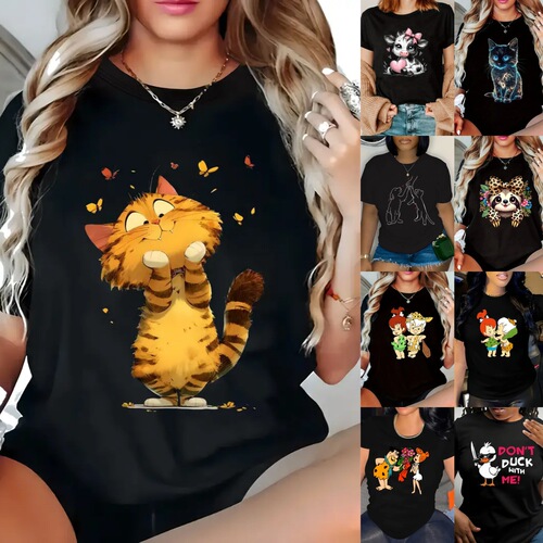 Newly Listed Cross-border American Approved Dropshipping Women's Short Sleeve Amazon AliExpress Shopee European Women's Top for 2025
