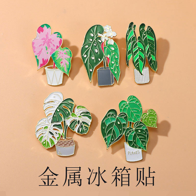 Plant Flower Metal Refrigerator Magnet Green Plant Leaves Magnetic…