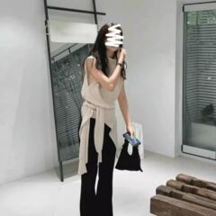 フランスのノースリーブシャツ女性の夏の高級感がゆったりしていて、やせています。