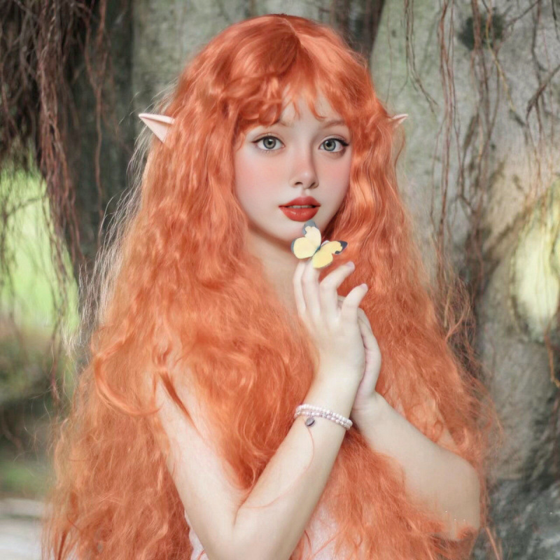 ロリータ ユニバーサルウィッグ COS ガール 日本製 オフホワイト ロリータ ロングヘア コーンパーマ ウールカール 水波紋|undefined