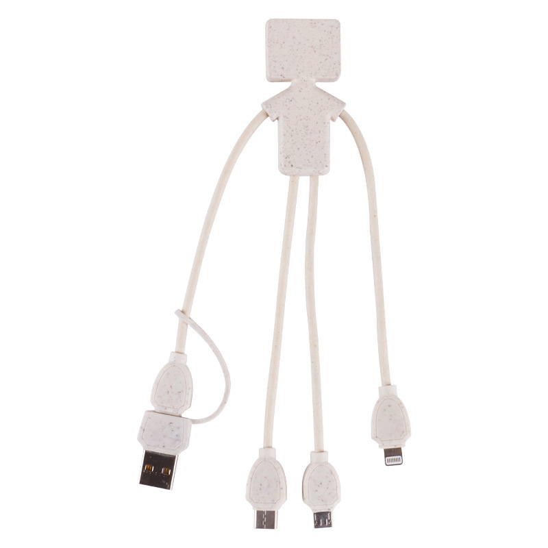 環境保護の麦わらの分解性のデータ線の1つのモップの3つの充電線の充電線はandroidのリンゴのtype-cに適用します。|undefined