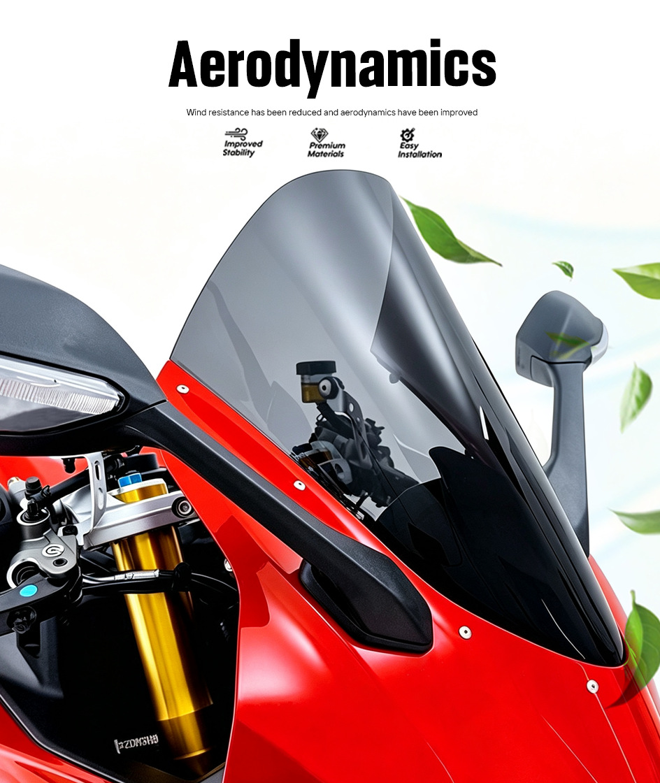 Suitable for Ducati Panigalev2 Modified Windshield, Heightened Racing Windscreen Glass Visor 25-26
