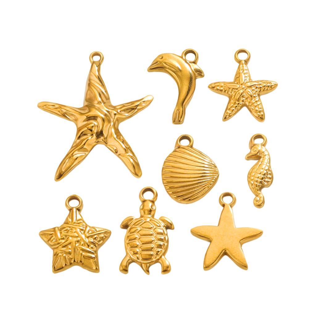 4g Weight Pendant Jewelry Making Type 5 PCS/Package 304 Stainless Steel Tortoise Starfish Hippocampus Pendant DIY Ornament Accessories