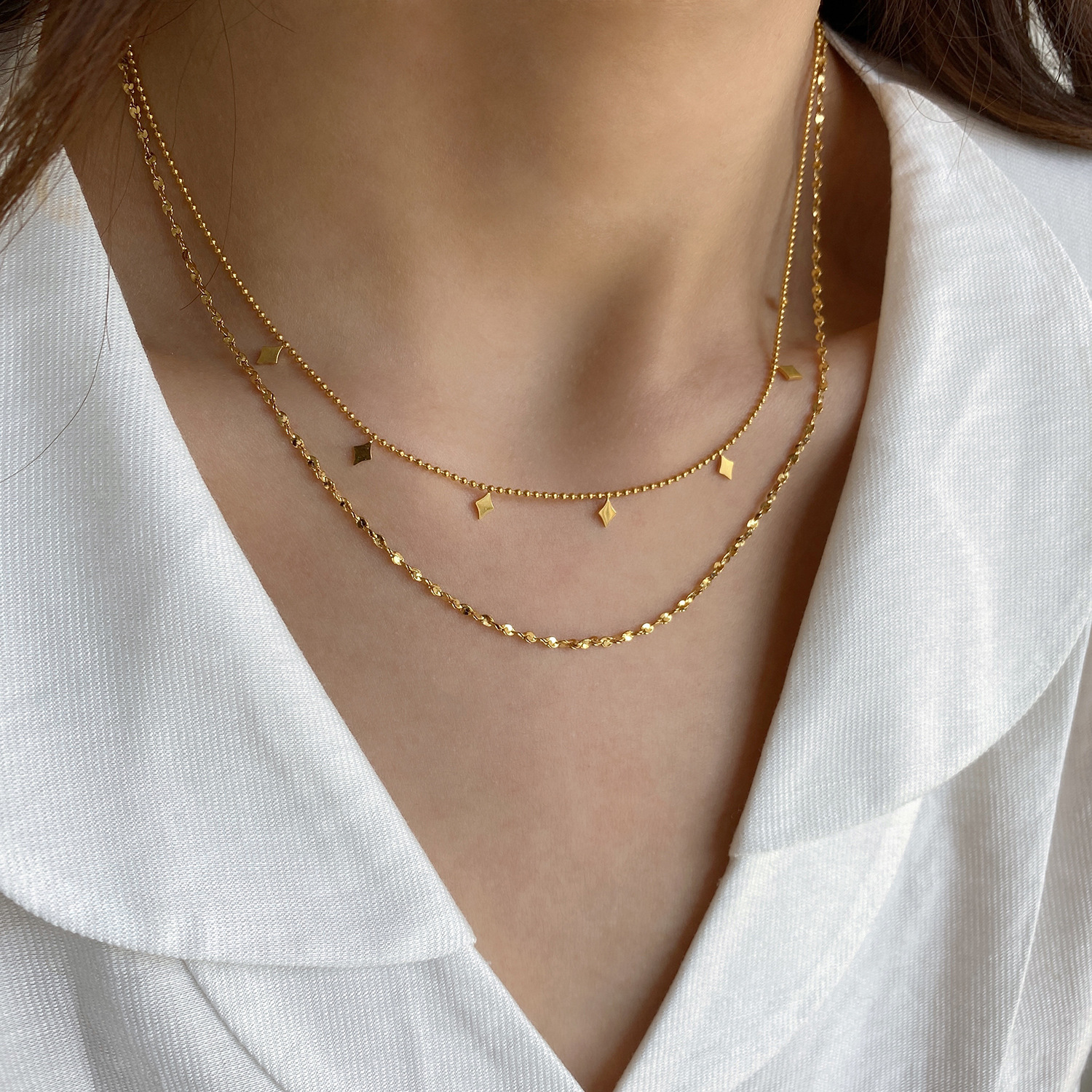 Layered Necklaces Classification Simple Style Star Titanium Steel Plating Layered Necklaces 1 Piece