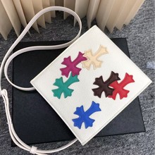 明星同款十字架真皮手机包头层牛皮单肩斜挎包潮牌辣妹甜酷女包