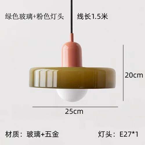 Lámpara de vidrio de colores nórdica creativa simple mesa de comedor moderna dormitorio bar hotel cabezal de cama candelabro colorido comedor