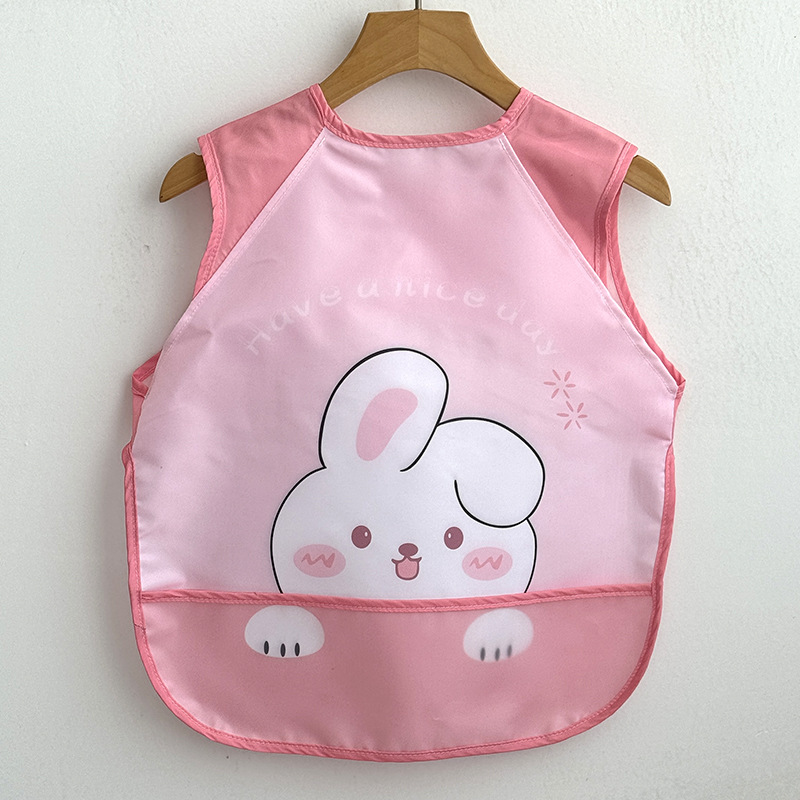 子供用防水スモック、ベビーサマーノースリーブライスバッグ、ベビー食事防汚服、ツーピースよだれかけ、逆着用|undefined
