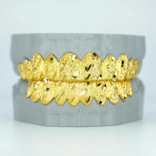 Europe and the United States hot-selling personality hip-hop S925 sterling silver light gold sandblasting braces street rap street style
