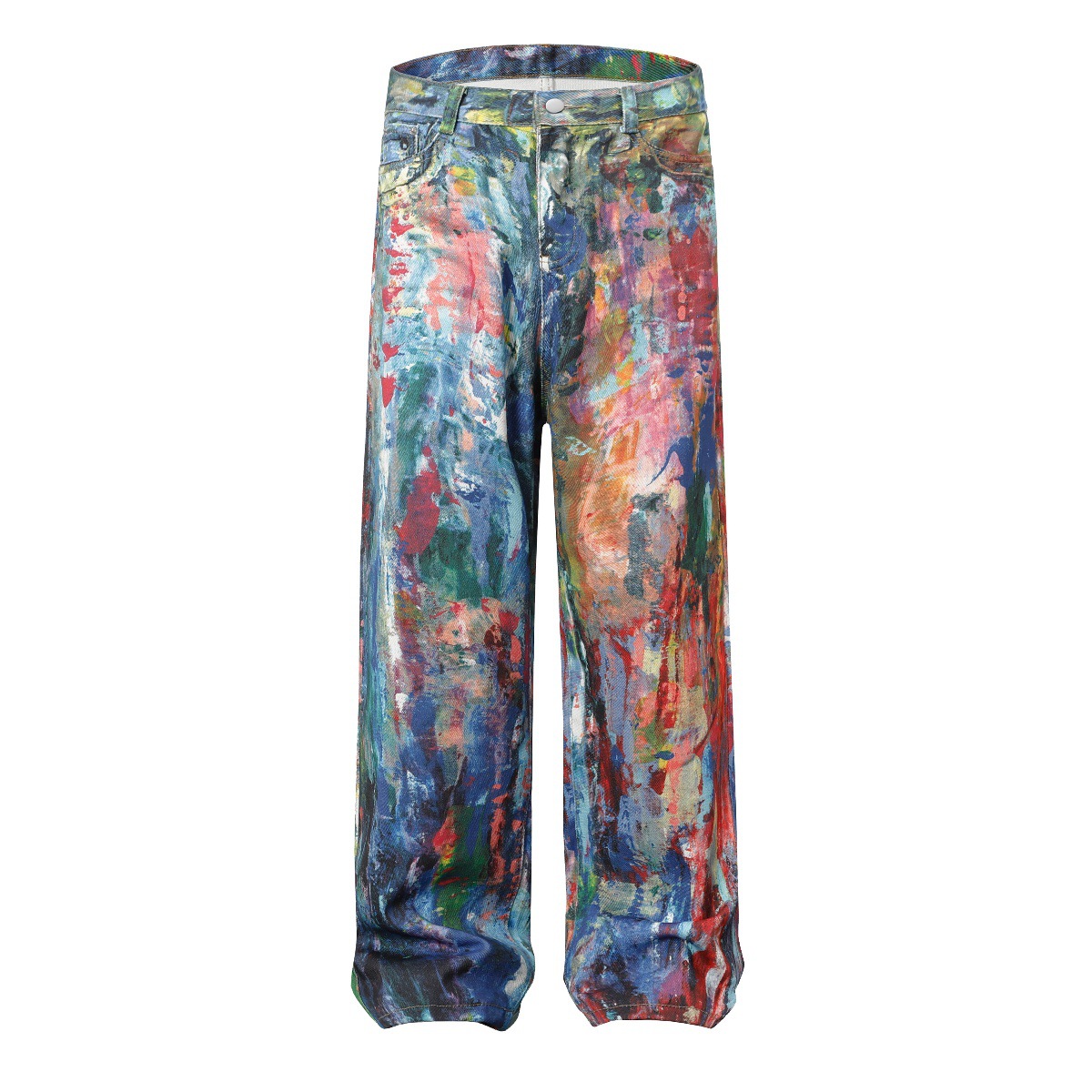 Pantalones vaqueros hombre anchos estampado estilo óleo_voghion.com