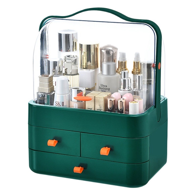 Caja de almacenamiento de cosméticos de gran capacidad caja de almacenamiento de lujo ligera de escritorio celebridad de Internet caja de almacenamiento de cosméticos de cuidado de la piel a prueba de polvo