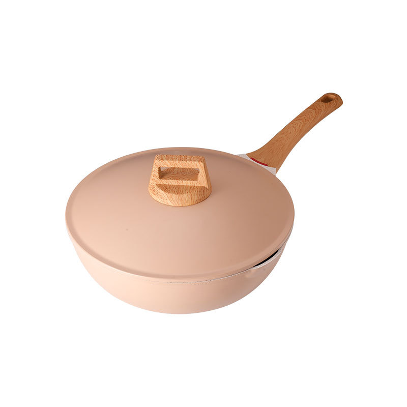 Nueva Morandi aluminio wok maifan piedra antiadherente pan estufa de doble uso hogar wok al por mayor