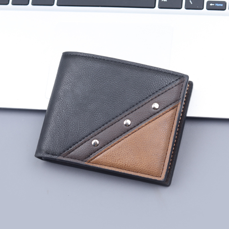 Cartera de hombre corta con cremallera, cartera de hombre triple plegable, cartera de hombre, cartera de tarjetas de gran capacidad, cartera de hombres
