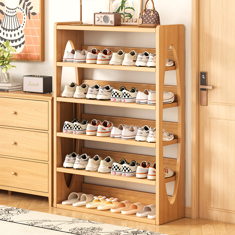 Nuevo estante de zapatos de madera sólida puerta doméstica multicapa simple interior hermoso y duradero estante de zapatos armario de zapatos