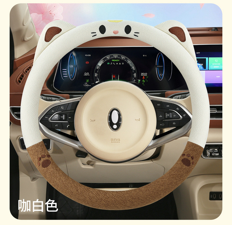 New Car Steering Wheel Cover Summer Linen All-Season Universal Goddess Ladies Anti-Slip Cute Cartoon Car Handle Cover