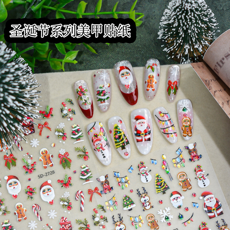 Cross-Border Direct Supply of Christmas Nail Stickers, Cartoon Three-Dimensional Snowflakes, Laser Quicksand, Red Santa Claus Nail Decals Cross-Border Direct Supply of Christmas Nail Stickers, Cartoon Three-Dimensional Snowflakes, Laser Quicksand, Red Santa Claus Nail Decals