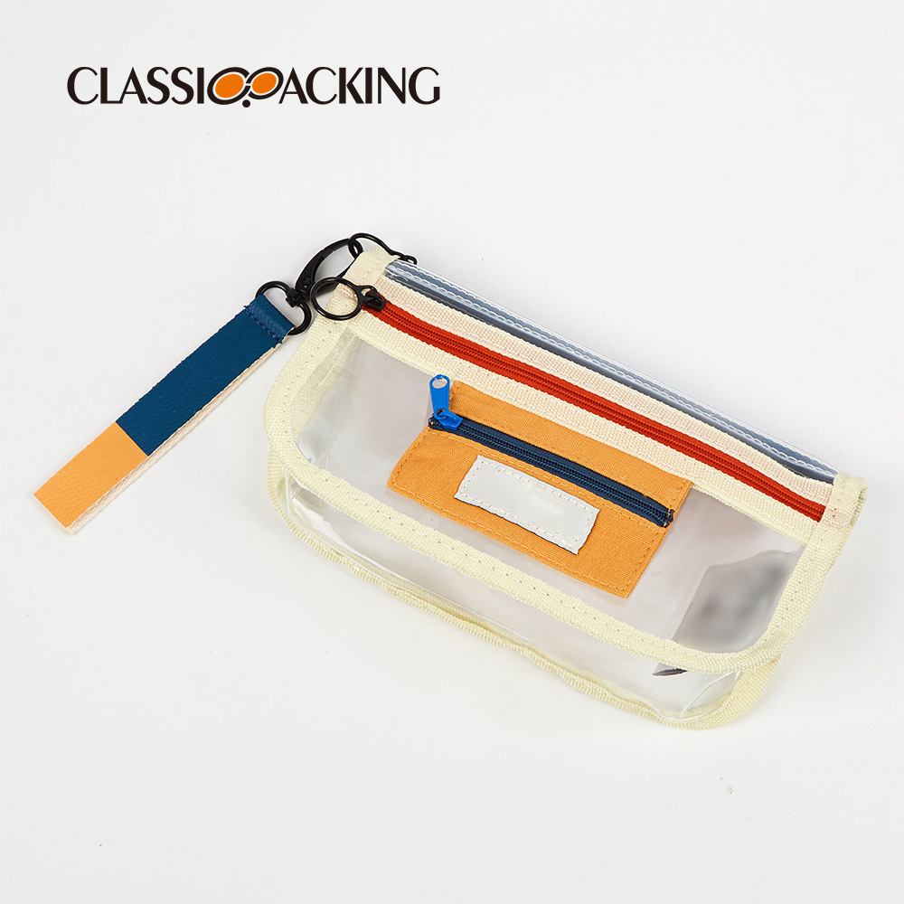 Estuche para lápices simple y transparente, gran capacidad y alto valor, bolsa de papelería de estilo ins japonés, bolsa de cosméticos multifuncional, logotipo impreso