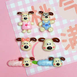 可爱卡通背带裤小狗树脂小配件diy奶油胶手机壳鞋扣冰箱贴发夹