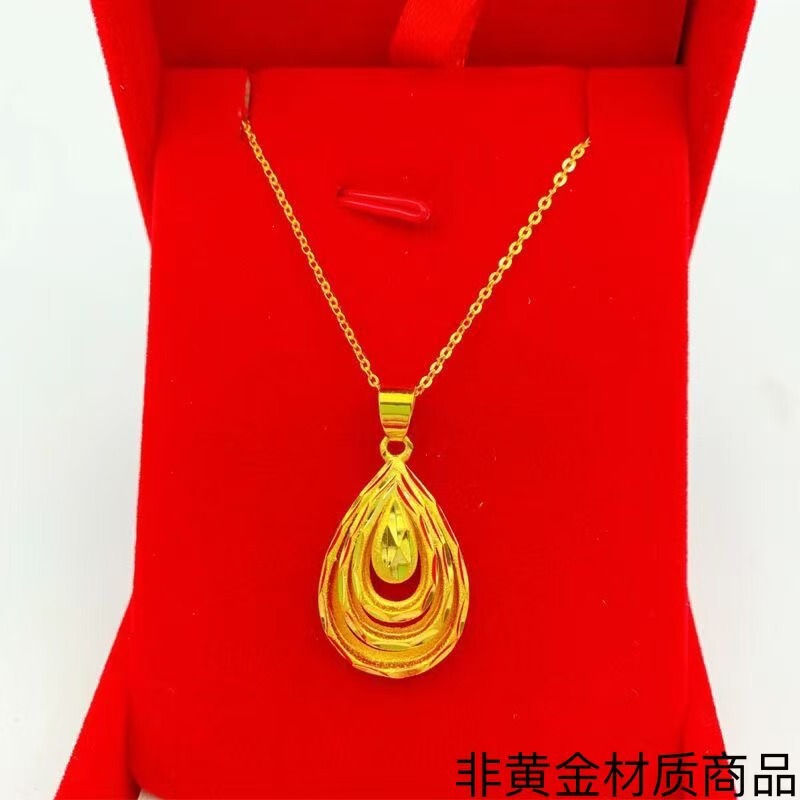 新しい中国風のウォータードロップペンダントネックレス古代サンドゴールド長持ちする鎖骨チェーン女性のハイエンドエレガントでクールな卸売|undefined
