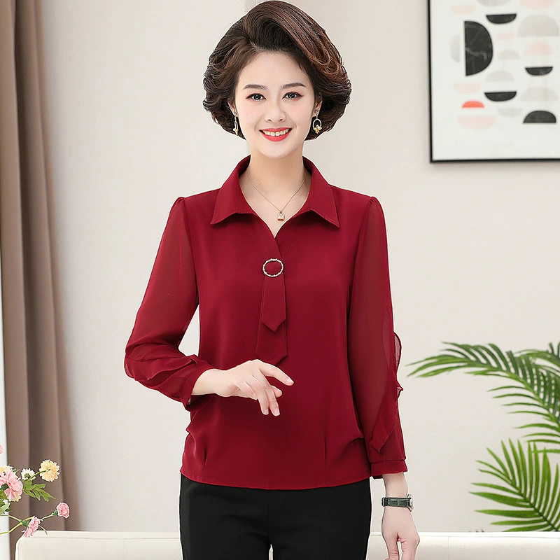 Spring shiffon set, autumn summer shirt for elderly