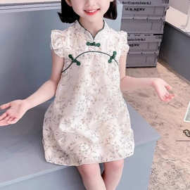 370#女童旗袍碎花连衣裙夏季2025薄款公主裙子儿童夏装中国风汉服