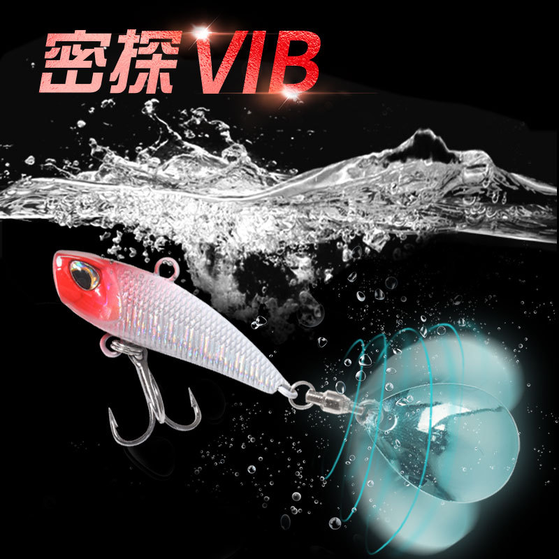 Nuevo estilo con lentejuelas giratorias compuesto de metal VIB completo capa de natación de tiro largo luya cebo artificial cebo bajo rebordear 21g