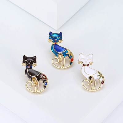 Yaxa sancaqları creative three-color enamel kitten
