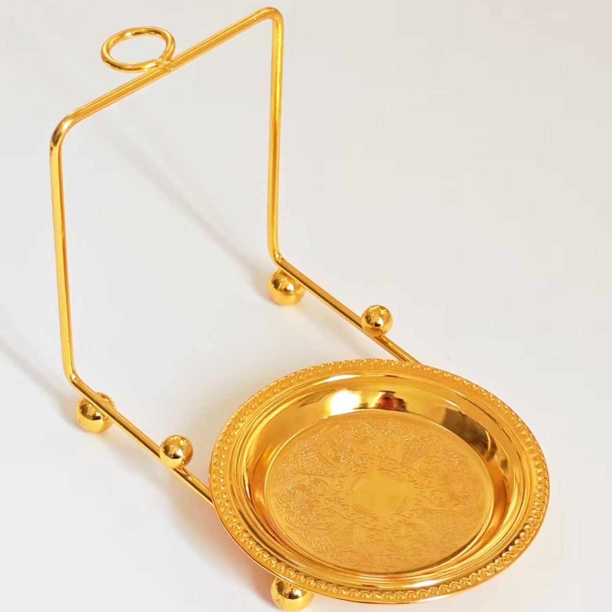 Taza de pájaro, taza de café, rack de almacenamiento, cesto de hierro forjado dorado, rack de drenaje, rack de plato de taza, taza de exhibición