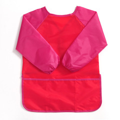 新款M碼兒童防水圍裙反穿罩衣長袖畫畫衣 美術繪畫圍裙吃飯圍兜