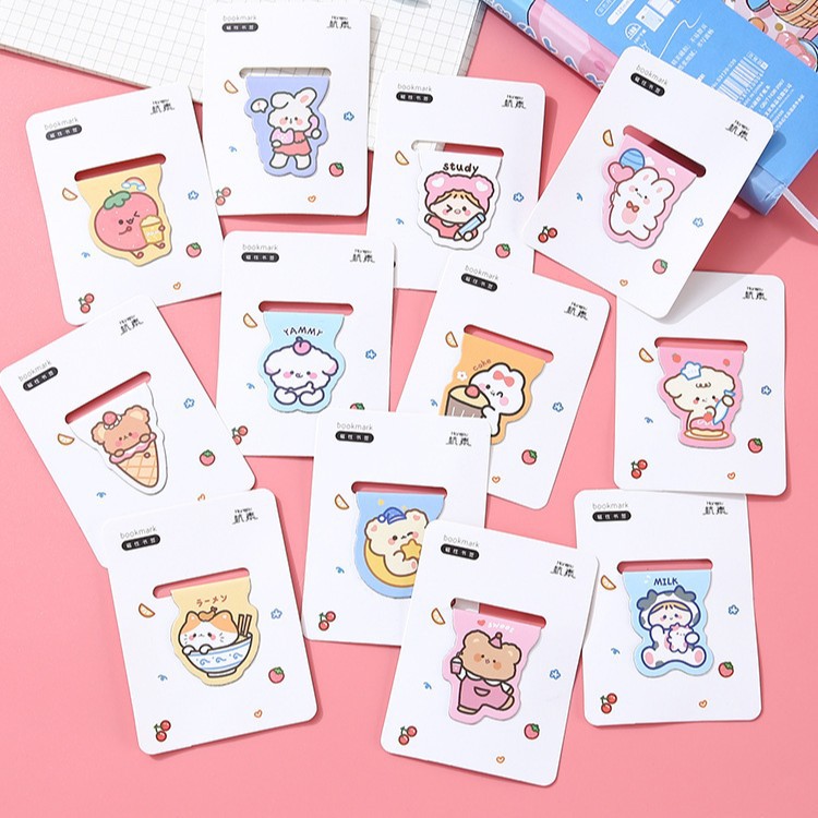 Marcadores magnéticos de dibujos animados Lindo ins Personalidad Exquisito marcador de forma especial Estudiante Anime Clip de página de libro de papel de doble cara