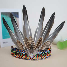 印第安人羽毛头饰 野人酋长非洲民族风头饰演出派对道具厂家批发