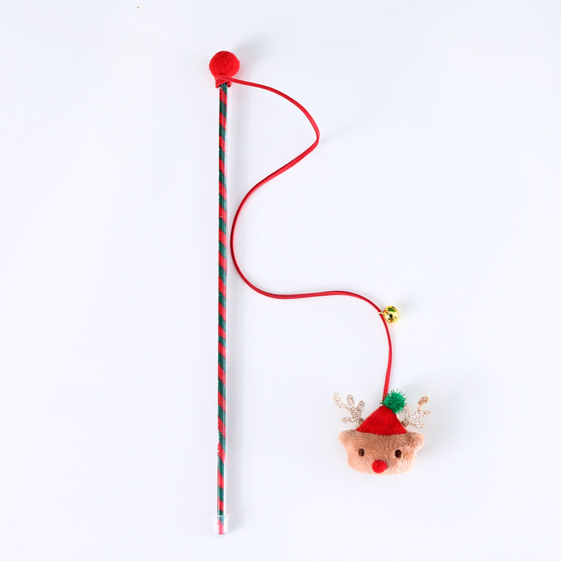 Gato mascota interactivo árbol de Navidad ancianos caramelo muñeco de nieve divertido gato palo campana felpa tela Comercio Exterior Juguetes de entrenamiento