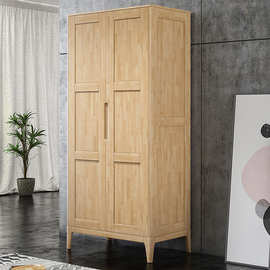 北欧实木衣柜移门衣柜两门推拉门滑门现代简约公寓小户型家用衣橱