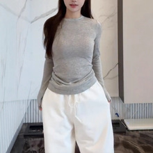 现货skims正肩紧身秋冬t恤保暖亲肤收腰打底衫加绒厚长袖宅女同款