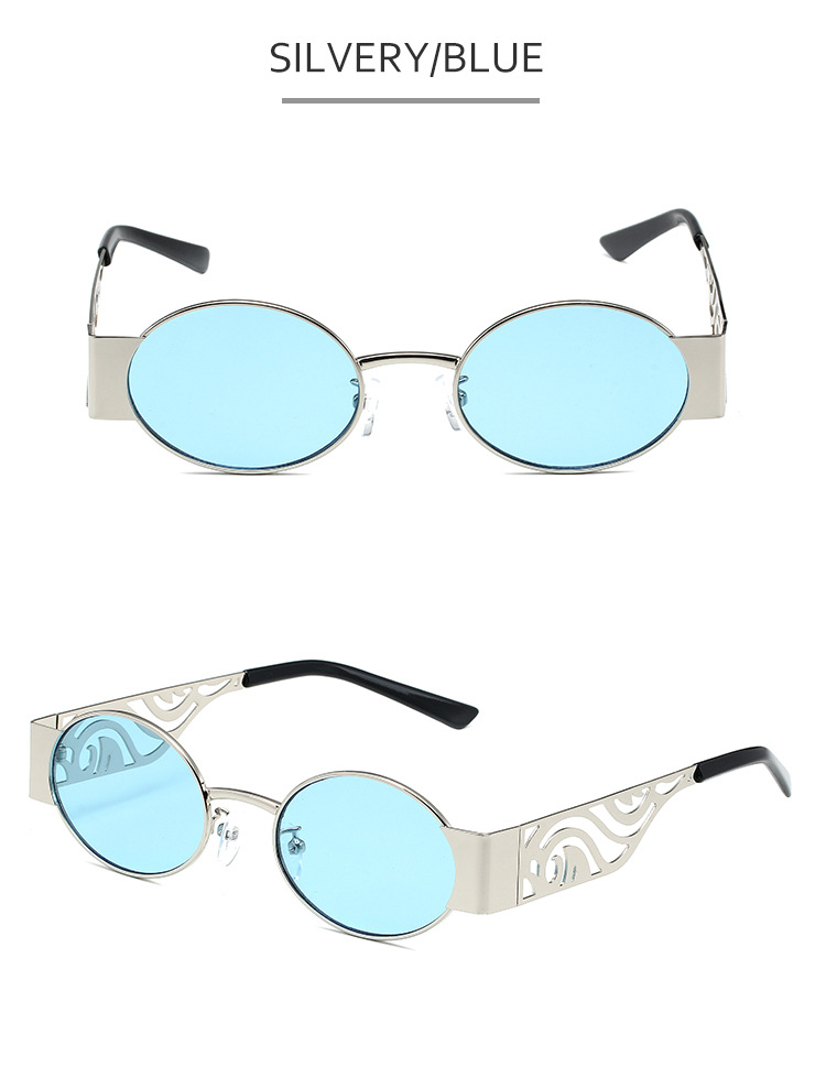 Neue Retro-Mode Punk runden Rahmen Sonnenbrille Metall hohlen Gläsern Beine Sonnenbrille grenzüberschreitende Brille Männer und Frauen trendy cool_voghion.com