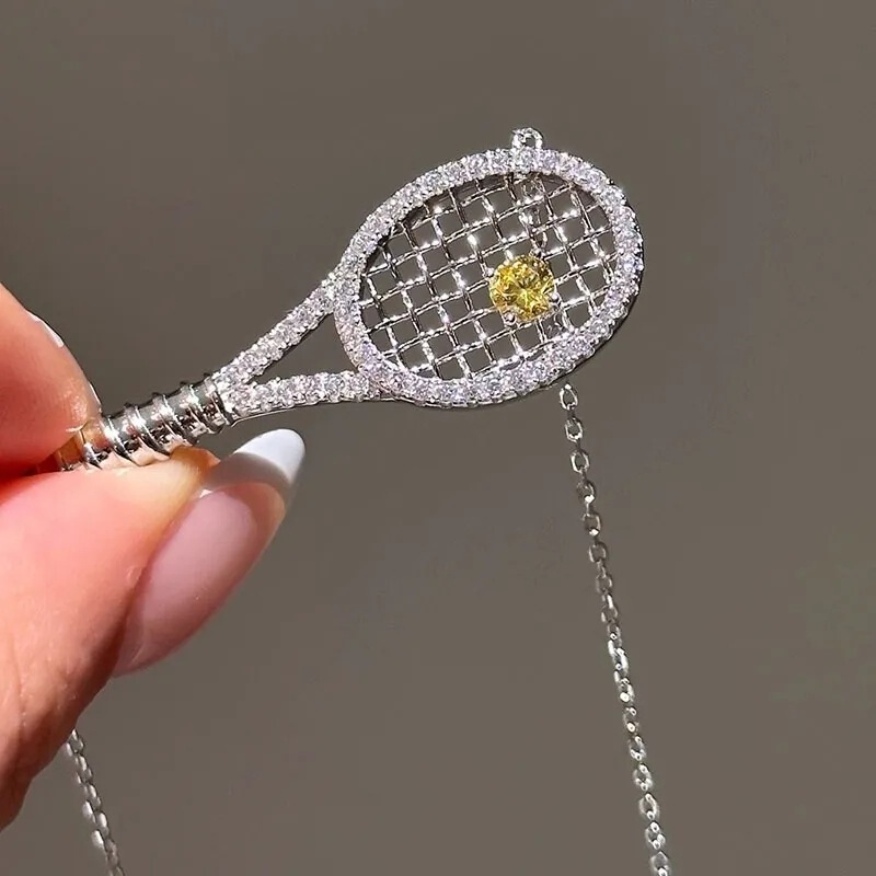Popular on Xiaohongshu: Yellow Diamond Badminton Racket Necklace, Natural Sports Style, Exquisite Collarbone Chain, Elegant Ins-style Atmosphere Popular on Xiaohongshu: Yellow Diamond Badminton Racket Necklace, Natural Sports Style, Exquisite Collarbone Chain, Elegant Ins-style Atmosphere