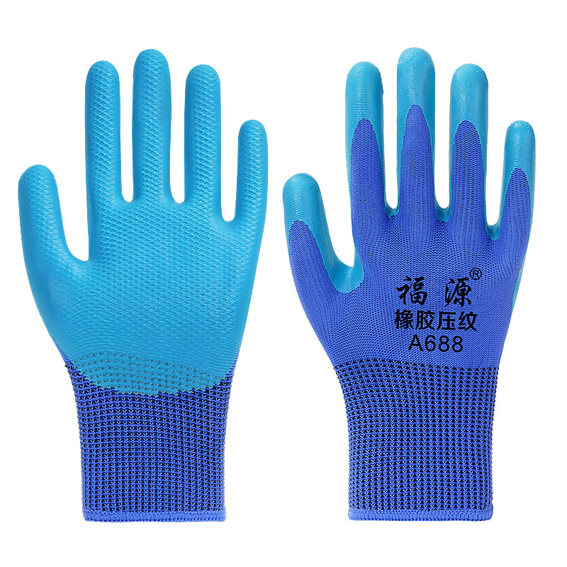 Labor protection gloves wholesale anti-slip wear-resistant industrial latex gloves construction thickened A688 nylon textured gloves
