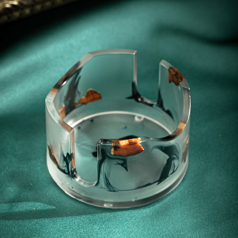 Taza de té de madera maciza de estilo japonés estera de aislamiento de resina portavasos simple base única ceremonia del té partes Yabai estera traje